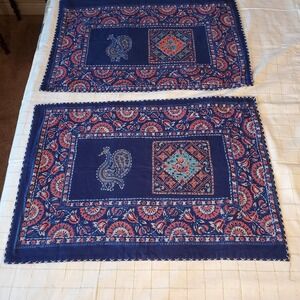 Fabulous Indian Cotton Top Stitched Standard Pillow Shams Dark Blue Reversible